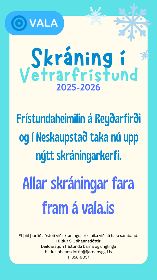Frístundaheimilin á Reyðarfirði og í Neskaupstað taka nú upp nýtt skráningarkerfi. Frístundaheimilin á Reyðarfirði og í Neskaupstað taka nú upp nýtt skráningarkerfi.