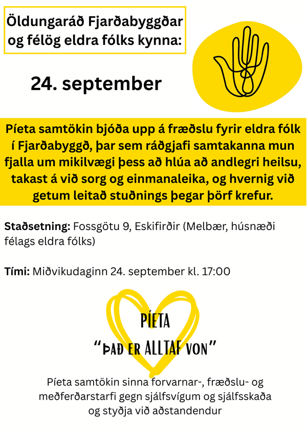 Mánaðarlegir fræðsluviðburðir fyrir eldra fólk í Fjarðabyggð 