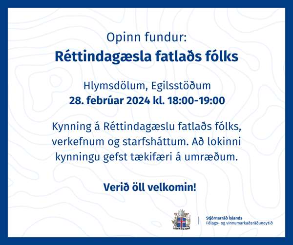 Opinn fundur: Réttindagæsla fatlaðs fólks - miðvikudagur 28. febrúar 2024