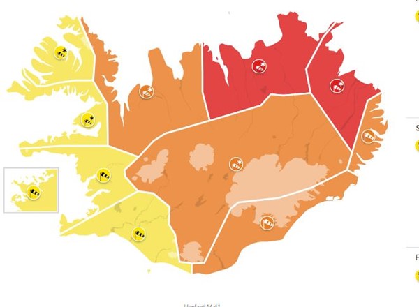 Appelsínugul veðurviðvörun 9.10.22 - íbúar hvattir til að huga að lausamunum